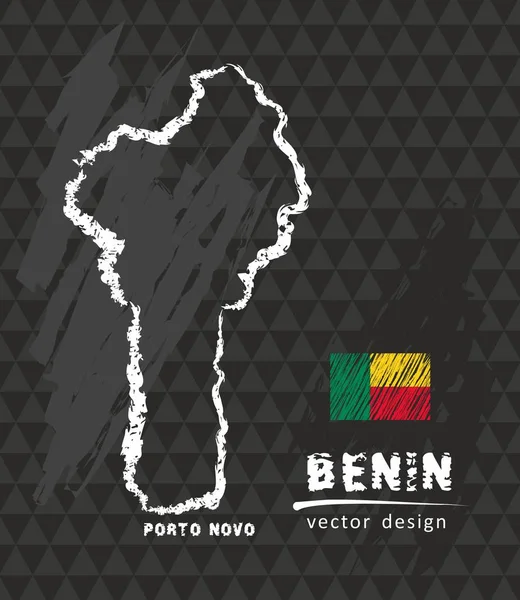 Mapa Benin Ilustración Del Vector Boceto Tiza — Archivo Imágenes Vectoriales
