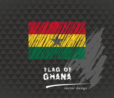 Gana bayrak, vektör kroki elle çizilmiş çizim karanlık grunge arka plan üzerinde