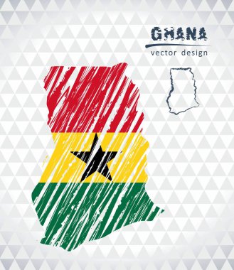 Gana Haritası ile elle çizilmiş kroki kalem harita içinde. Vektör çizim