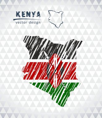 Elle çizilmiş kroki kalem harita içinde harita Kenya. Vektör çizim