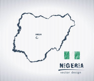 Nijerya ulusal vektör harita beyaz arka plan üzerinde çizim