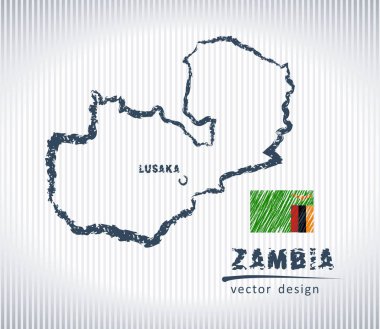 Zambiya ulusal vektör harita beyaz arka plan üzerinde çizim