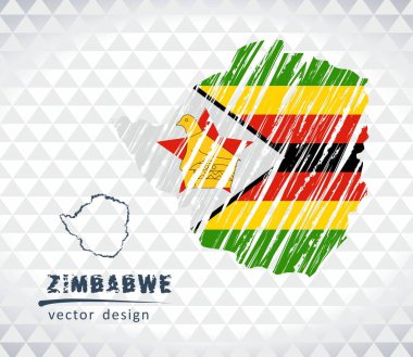 Zimbabve Haritası ile elle çizilmiş kroki kalem harita içinde. Vektör çizim