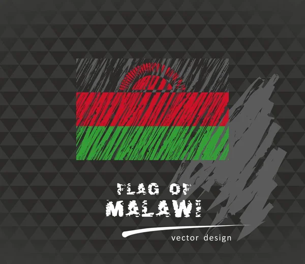 Bandera Malawi Ilustración Lápiz Vectorial Sobre Fondo Negro — Vector de stock