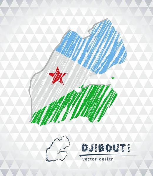 Mapa Vectorial Djibouti Con Bandera Dentro Aislada Sobre Fondo Blanco — Vector de stock