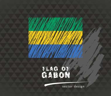 Gabon, vektör kalem çizim siyah arka plan üzerine bayrağı