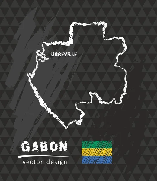 Mapa Gabón Ilustración Del Vector Boceto Tiza — Vector de stock