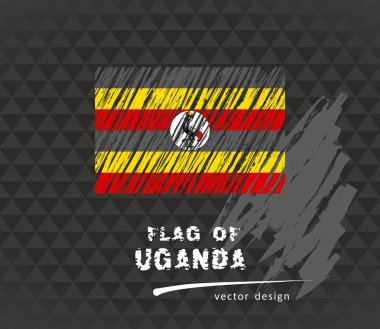 Uganda bayrağı, vektör kroki elle çizilmiş çizim karanlık grunge arka plan üzerinde