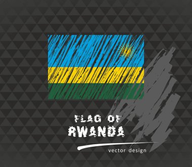 Ruanda bayrak, vektör kroki elle çizilmiş çizim karanlık grunge arka plan üzerinde