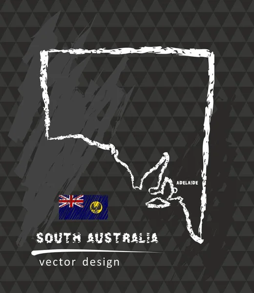 Carte Australie Méridionale Craie Croquis Vectoriel Illustration — Image vectorielle