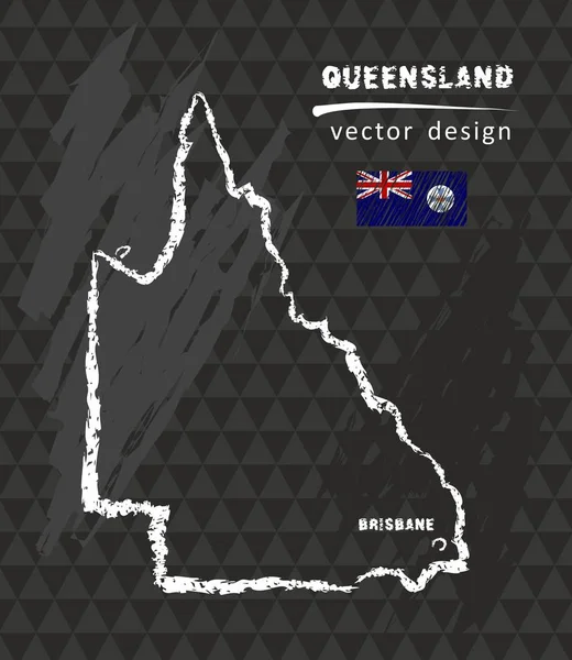 Карта Квинсленда Векторная Иллюстрация Мелом — стоковый вектор