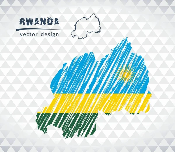 Mapa Ruanda Con Mapa Dibujado Mano Pluma Dentro Ilustración Vectorial — Vector de stock