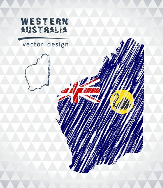 Carte Vectorielle Australie Occidentale Avec Drapeau Intérieur Isolé Sur Fond — Image vectorielle