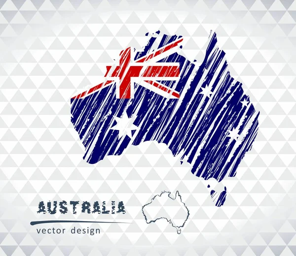 Australie Carte Vectorielle Avec Drapeau Intérieur Isolé Sur Fond Blanc — Image vectorielle