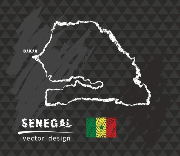 Mapa Senegal Ilustración Del Vector Boceto Tiza — Vector de stock