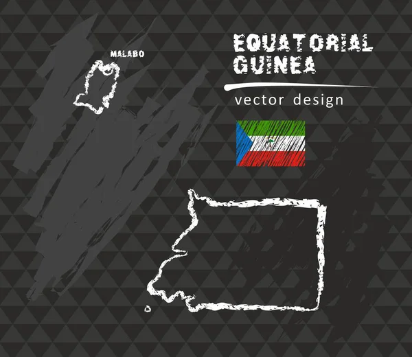 Екваторіальна Гвінея Карту Векторний Малюнок Пером Чорному Тлі — стоковий вектор
