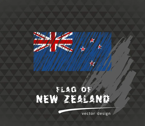 Σημαία Της Νέας Ζηλανδίας Εικονογράφηση Φορέα Στυλό Μαύρο Φόντο — Διανυσματικό Αρχείο