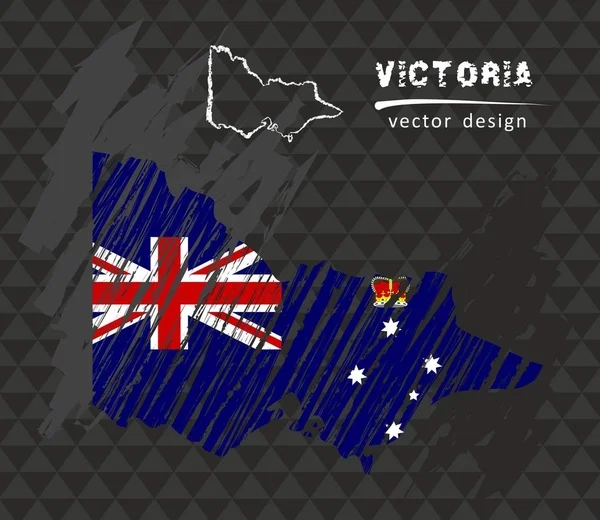 Mapa Vetorial Nacional Victoria Com Bandeira Giz Esboço Desenho Giz —  Vetores de Stock