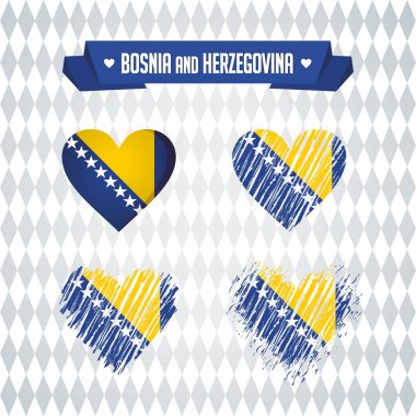 Bosna-Hersek kalp içinde bayrak ile. Grunge vektör grafik sembolleri