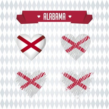 Alabama kalp içinde bayrak ile. Grunge vektör grafik sembolleri