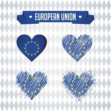 Avrupa sevgi ile. Kırık kalp bayrak tasarım vektör.