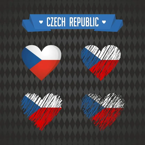 République Tchèque Coeur Avec Drapeau Intérieur Grunge Symboles Graphiques Vectoriels — Image vectorielle