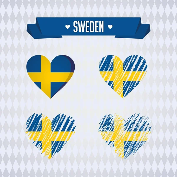 Szwecja Serca Flagą Wewnątrz Symbole Graficzne Wektor Grunge — Wektor stockowy
