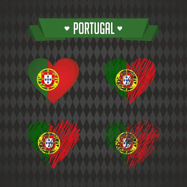 Portugal Con Amor Diseño Vector Corazón Roto Con Bandera Interior — Archivo Imágenes Vectoriales