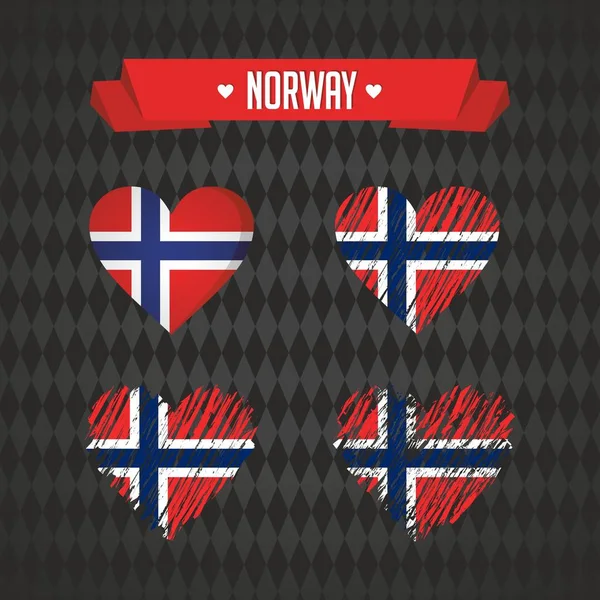 Norwegia Miłości Złamane Serce Flagą Wewnątrz Wektor — Wektor stockowy