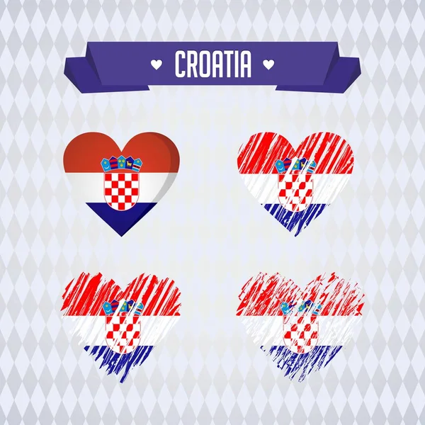 Croatie Coeur Avec Drapeau Intérieur Grunge Symboles Graphiques Vectoriels — Image vectorielle