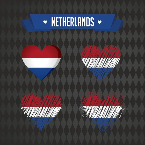 Nederland Met Liefde Ontwerp Vector Gebroken Hart Met Vlag Binnen — Stockvector