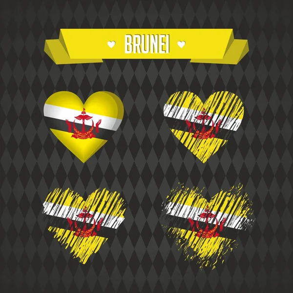 Brunei Con Amor Diseño Vector Corazón Roto Con Bandera Interior — Archivo Imágenes Vectoriales