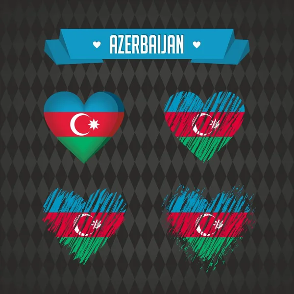 Corazón Azerbaiyán Con Bandera Adentro Grunge Vector Gráficos Símbolos — Archivo Imágenes Vectoriales