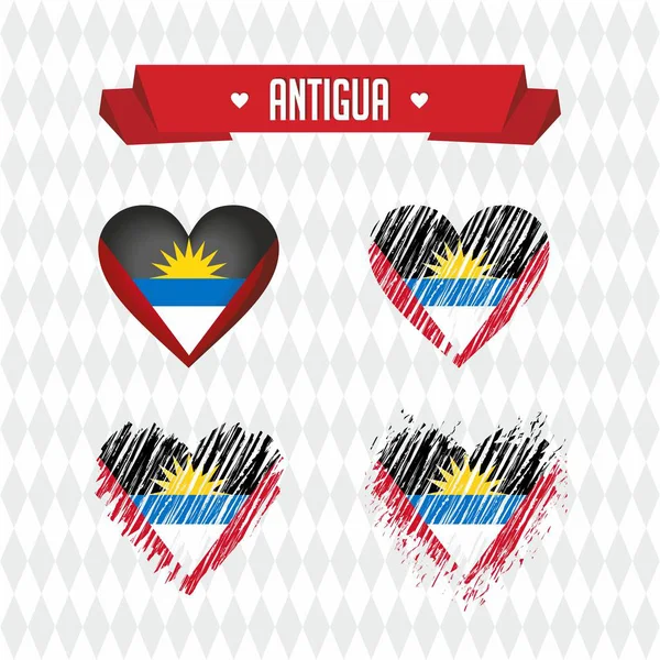 Antigua Barbuda Con Amor Diseño Vector Corazón Roto Con Bandera — Archivo Imágenes Vectoriales