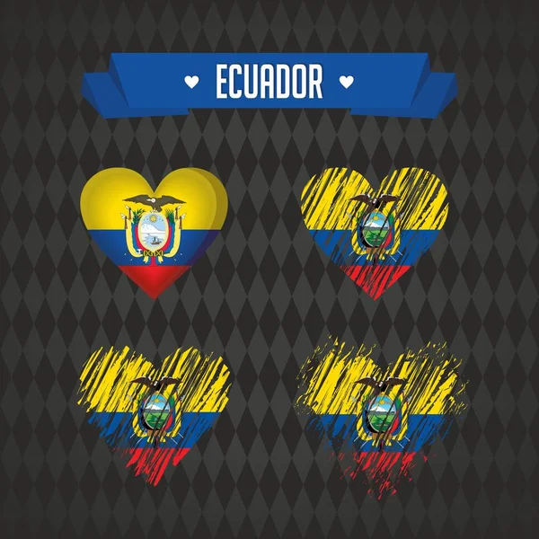 Ecuador Con Amor Diseño Vector Corazón Roto Con Bandera Interior — Archivo Imágenes Vectoriales