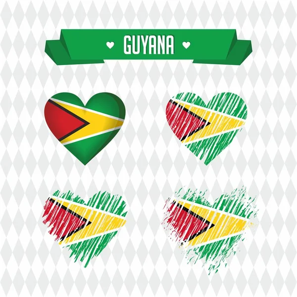 Corazón Guyana Con Bandera Adentro Grunge Vector Gráficos Símbolos — Archivo Imágenes Vectoriales