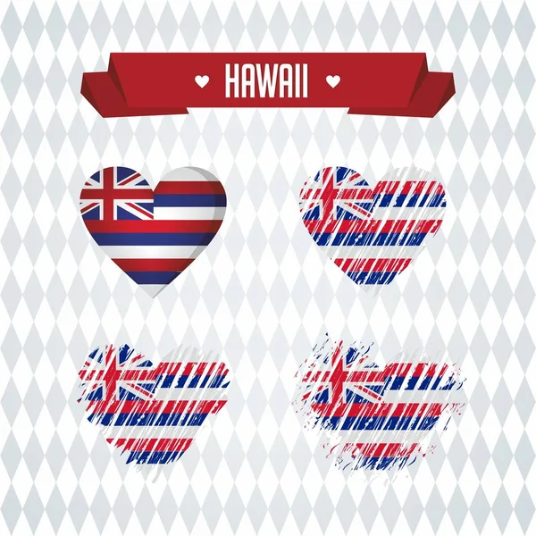 Χαβάη Αγάπη Σχεδίαση Διανυσματικών Σπασμένη Καρδιά Σημαία Μέσα — Διανυσματικό Αρχείο