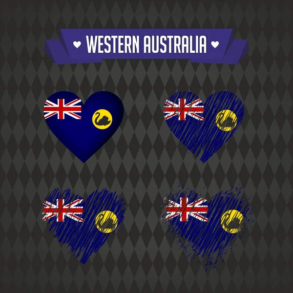 Coração Austrália Ocidental Com Bandeira Dentro Símbolos Gráficos Vetoriais Grunge —  Vetores de Stock