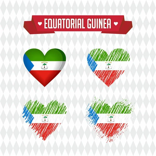 Corazón Guinea Ecuatorial Con Bandera Adentro Grunge Vector Gráficos Símbolos — Vector de stock