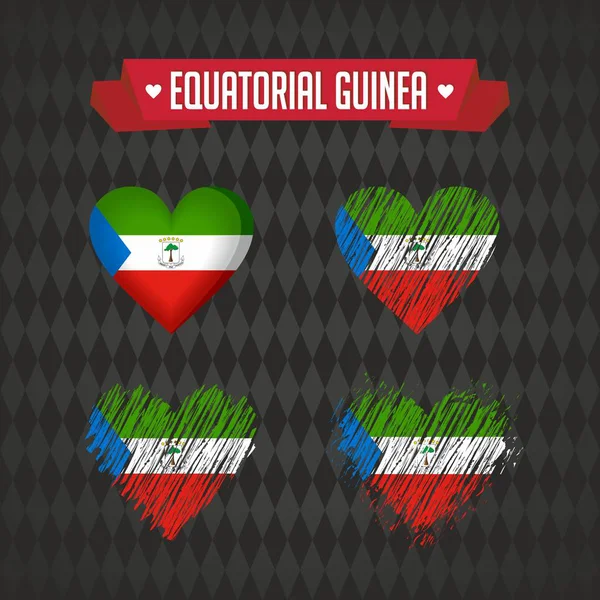 Guinea Ecuatorial Con Amor Diseño Vector Corazón Roto Con Bandera — Vector de stock