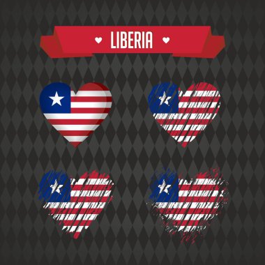 Liberya sevgi ile. Kırık kalp bayrak tasarım vektör.