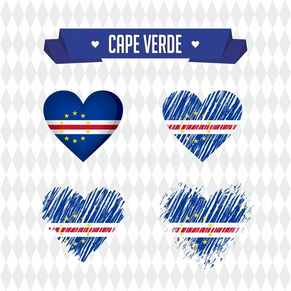 Kaapverdië Hart Met Vlag Binnen Grunge Vector Grafische Symbolen — Stockvector