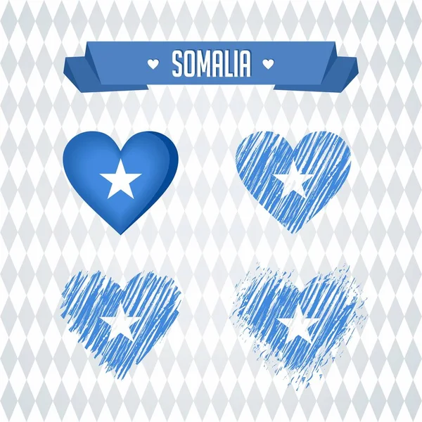 Corazón Somalia Con Bandera Adentro Grunge Vector Gráficos Símbolos — Vector de stock