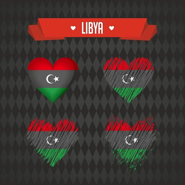 Libia Con Amor Diseño Vector Corazón Roto Con Bandera Interior — Archivo Imágenes Vectoriales