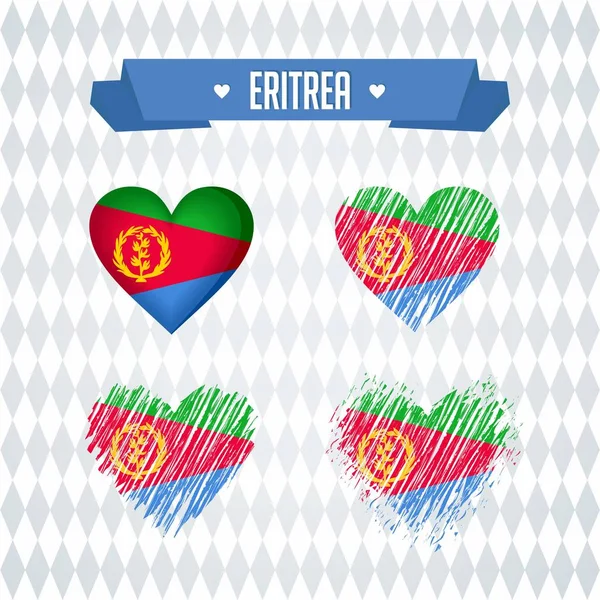 Corazón Eritrea Con Bandera Adentro Grunge Vector Gráficos Símbolos — Vector de stock