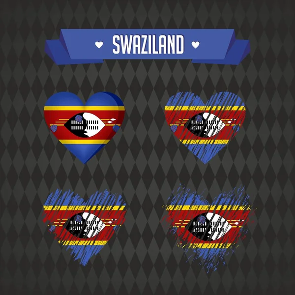Σουαζιλάνδη Καρδιά Σημαία Μέσα Grunge Διανυσματικά Γραφικά Σύμβολα — Διανυσματικό Αρχείο