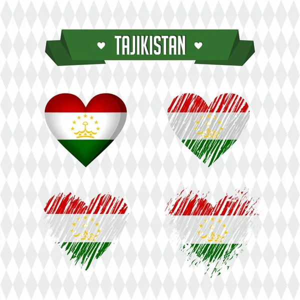 Corazón Tayikistán Con Bandera Adentro Grunge Vector Gráficos Símbolos — Vector de stock