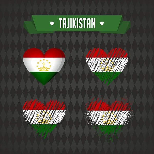 Tayikistán Con Amor Diseño Vector Corazón Roto Con Bandera Interior — Vector de stock