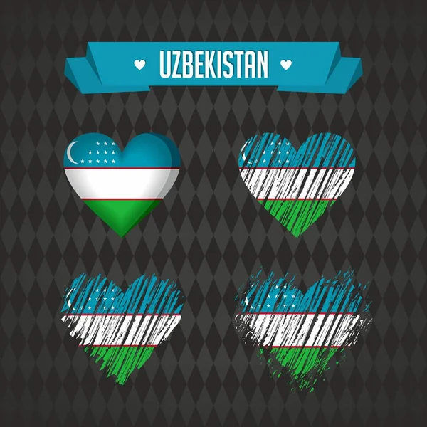 Uzbekistán Con Amor Diseño Vector Corazón Roto Con Bandera Interior — Vector de stock
