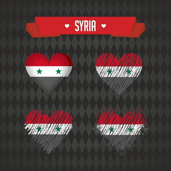 Siria Con Amor Diseño Vector Corazón Roto Con Bandera Interior — Archivo Imágenes Vectoriales